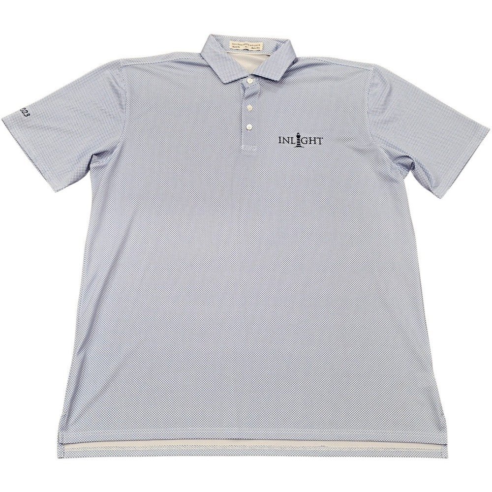 Holderness & Bourne Mens XL Performance Polo Blue Dot Pattern Golf TPC Logo
